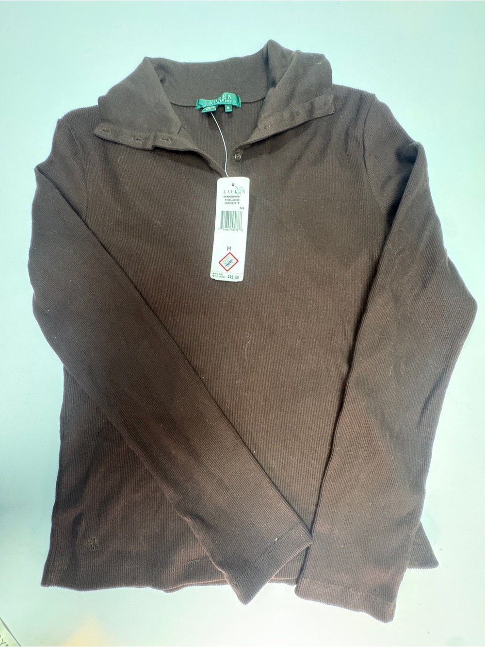 Ralph Lauren Women’s Brown Long-Sleeve Polo Knit Sweater